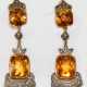 Ohrringe, 750er GG, Citrine zus. ca. 12,48 ct. mit exquisitem Schliff und Brillanten zus. ca. 0,75 ct. in Silberfassung, ges. 12,2 g, L. 3,8 cm - photo 1