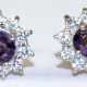 Ohrstecker, 375er GG/WG, 9 k, Amethyste und weiße Zirkonia im Brillantschliff, Maße ca. 10 x 7 mm - фото 1