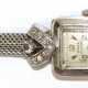 Art-Deco-Damenuhr, 585er WG, besetzt mit 16 Diamanten, Handaufzug, rechteckiges Uhrengehäuse, 1,4x1,8 cm, gangfähig, Armband in Strickoptik, L. 17,5 cm, Ges.-Gew. 20,17 g, - Foto 1