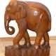 Figur "Elefant", um 1970, nußbaumfarbenes Holz geschnitzt, Gebrauchspuren, 51x45x25 cm - photo 1