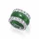 JADEITE ABACUS SEED RING AND PAIR DIAMOND BANDS - photo 1