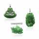 TWO JADEITE PENDANTS; TOGETHER WITH A JADEITE AND DIAMOND PENDENT BROOCH - photo 1