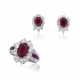 NO RESERVE - SET OF RUBY AND DIAMOND RING AND EARRINGS - фото 1