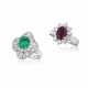 NO RESERVE - EMERALD AND DIAMOND RING/PENDANT; TOGETHER WITH RUBY AND DIAMOND RING - photo 1