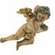 A CARVED PARCEL-GILT POLYCHROMED FIGURE OF A WINGED PUTTO - фото 1