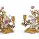 A PAIR OF LOUIS XV ORMOLU-MOUNTED MEISSEN AND FRENCH PORCELAIN TWO-LIGHT CANDELABRA - фото 1