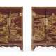 A PAIR OF CHINESE GILT BROWN LACQUER CABINETS - фото 1