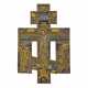 Бронзовый крест Распятие с тремя эмалями. Россия. 19 век. - фото 1
