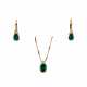 Giorgio Visconti. 18K gold pendant and earrings with emeralds and diamonds. - photo 1