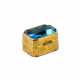 Pill box of gilded metal, with a large blue stone on the lid. Early 20th century. - Foto 1