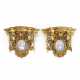 Pair of spectacular French gilt bronze consoles with porcelain miniatures. - photo 1
