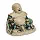 A CHINESE EXPORT PORCELAIN BISCUIT-GLAZED FIGURE OF A LAUGHING BUDDHA - фото 1