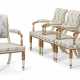 A SET OF FOUR GEORGE III CREAM-PAINTED AND PARCEL-GILT ARMCHAIRS - Foto 1