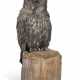 AN ITALIAN SILVER AND PETRIFIED WOOD MODEL OF AN OWL - фото 1