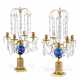 A PAIR OF NORTH EUROPEAN ORMOLU, CUT AND BLUE GLASS FOUR-LIGHT CANDELABRA - photo 1