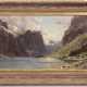 Enfield, Henry (1849 London-1908 Nowe Warpnow Polen ) "Harköfjord Norwegen", Öl/Lw., sign. u.l., 2x Hinterlegung, 52x86,5 cm, Rahmen (Er war ein britischer Landschafts- und Marinemaler. Ab 1872 beschickte Enfie… - Foto 1