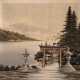 Japanisches Seidenbild "Landschaft am See", um 1900, unsign., gebräunt, 58x60 cm, Rahmen - photo 1