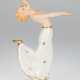 Art-Deco-Figur "Tänzerin", Royal Dux, Keramik, z.T. weiß glasiert mit Goldstaffage, polychrom bemalt, unter dem Stand min. best., H. 29,5 cm - photo 1