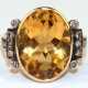 Ring, GG 750, ca. 5,4 g, oval facettierter Citrin, ca. 7,65 ct., Brillanten in Silberfassung ca.,0,22 ct., RG 56, Innendurchmesser 17,8 mm - Foto 1