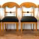 4 Biedermeier-Stühle, Obstholz, verstrebte Rückenlehne z.T. ebonosiert, Gebrauchspuren, 82x42x48 cm - фото 1
