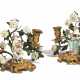 Meissen und Frankreich. BRONZE AND PORCELAIN PAIR OF TWO-LIGHT CANDLESTICKS WITH COLUMBINE AND HARLEQUIN - photo 1