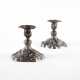 Germany. COUPLE LOW SILVER CANDLESTICK WITH RICHT BLOSSOMS AND ROCAILLE DECOR - photo 1