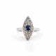 Ring set with a sapphire and diamond750 white gold, hallmarked, 16 old-cut diamonds, - фото 1