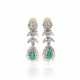 Pair of clip earrings set with emerald diamonds - фото 1