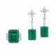 EMERALD AND DIAMOND EARRINGS AND RING - photo 1