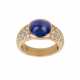 Gold ring with sapphire and diamonds. - photo 1