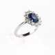 Gold ring with natural sapphire and diamonds - photo 1