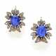 Oval ct. 2.60 circa and ct. 2.40 circa sapphire, old mine diamond, yellow gold and silver floral shaped earrings, diamonds in all ct. 0.60 circa, g 12.53 circa, length cm 2.40 circa. | | Appended short report CISGEM n. 27580 22/04/2024, Milano - photo 1