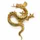 Emerald and yellow gold dragon shaped brooch, rubies for the eyes, g 26.68 circa, length cm 6.20 circa. Marked 582 MI. - фото 1