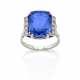 Cushion ct. 10.90 circa sapphire and diamond white gold ring, g 9.46 circa size 16/56. | | Appended gemmological report CISGEM n. 26913 13/02/2024, Milano - фото 1
