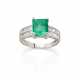 Octagonal ct. 2.20 circa emerald, round and carré diamond white gold ring, diamonds in all ct. 0.80 circa, g 5.22 circa size 11/51. - фото 1