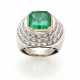 Octagonal ct. 5.60 circa emerald and diamond white gold ring, diamonds in all ct. 2.50 circa, g 17.92 circa size 16/56. - photo 1