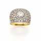 Round ct. 1.20 circa diamond and bi-coloured gold band ring accented with diamond pavé, in all ct. 2.70 circa, g 11.75 circa size 18/58. - Foto 1
