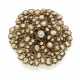Pearl and yellow gold rosette shaped openwork brooch, mm 7.30 to mm 2.08 circa pearls, g 34.05 circa, diam. cm 6.30 circa. - photo 1