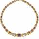 Cabochon tourmaline, quartz and aquamarine yellow gold graduated modular necklace, g 48.11 circa, length cm 43.50 circa. (modifications) - Foto 1
