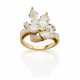 Round, marquise, baguette and pear shaped yellow gold ring, ct. 1.20 circa main diamond, in all ct. 5.00 circa, g 6.47 circa size 12/52. - Foto 1