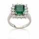 Octagonal ct. 2.90 circa emerald and diamond white gold ring, diamonds in all ct. 1.80 circa, g 9.82 circa size 18/58. - фото 1