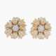 A Pair of flowershaped bicolour Diamond Earrings. - фото 1