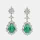 A Pair of highcarat Emerald Diamond Earpendants. - photo 1