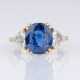 A very fine Diamond Ring with natural Ceylon Sapphire. - photo 1