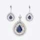 A Sapphire Diamond Jewellery Set: A Pair of Earpendants and a Pendant. - фото 1