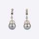 A Pair of Tahit Pearl Diamond Earpendants. - фото 1