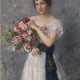 KUZNETSOV, NIKOLAI (1850-1929) Portrait of a Woman with a Bouquet of Roses , signed and dated 1918. - Foto 1