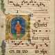 Spätmittelalterliches Psalter Blatt mit figürlich illuminierter Majuskel "Heiliger Laurentius", Gouache und Blattgold auf Pergament, 57,5x38,5cm (m.R. 64,5x45,5cm), Altersspuren - Foto 1