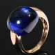 Doris Gioielli Roségold 750 Ring mit synthetischem blauem Spinell Cabochon (13,5x14mm), sign., 9,4g, Gr. 55, starke Tragespuren - photo 1