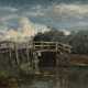 Roelofs, Willem (1822-1897) "Holzbrücke", Öl/Leinwand auf Holz kaschiert, u.l. sign., 23,5x28,5cm (m.R. 37,5x42,5cm) - Foto 1